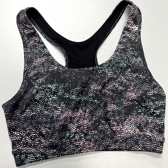 TEK GEAR Sports Bra Size M Multicolored Medium Support Sheer Keyhole Back EUC - Picture 1 of 7